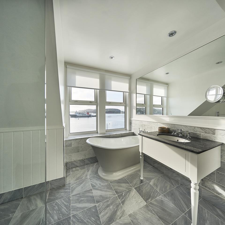 Guest Bathroom with Views Across Oban Bay