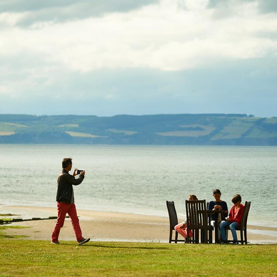 Family Outside On Scotland Hotel Break at Golf View near Inverness 