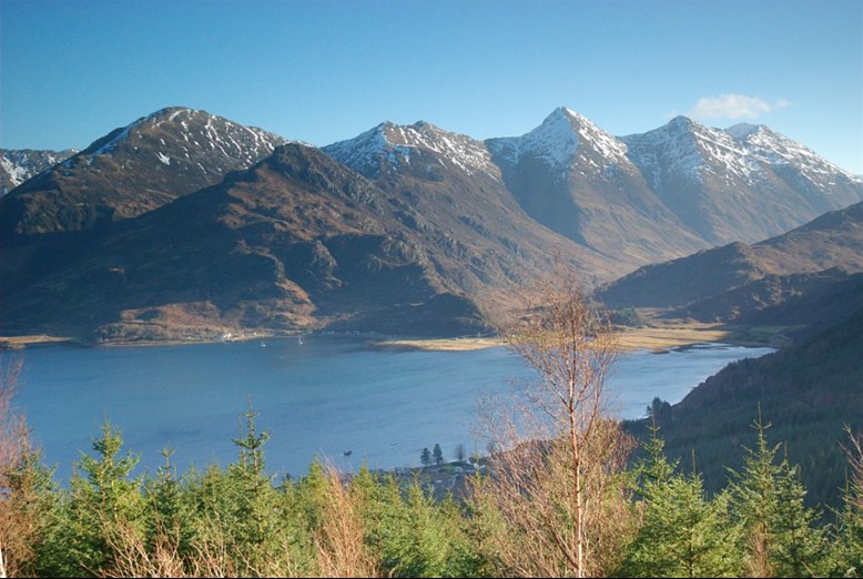 The Five Sisters Of Kintail, Isle of Skye, Scotland – A viewpoint looking down to Loch Duich