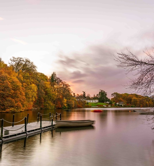 Boat and jetty on River Tummel in Pitlochry near Fonab Castle Luxury Hotel ?? ''