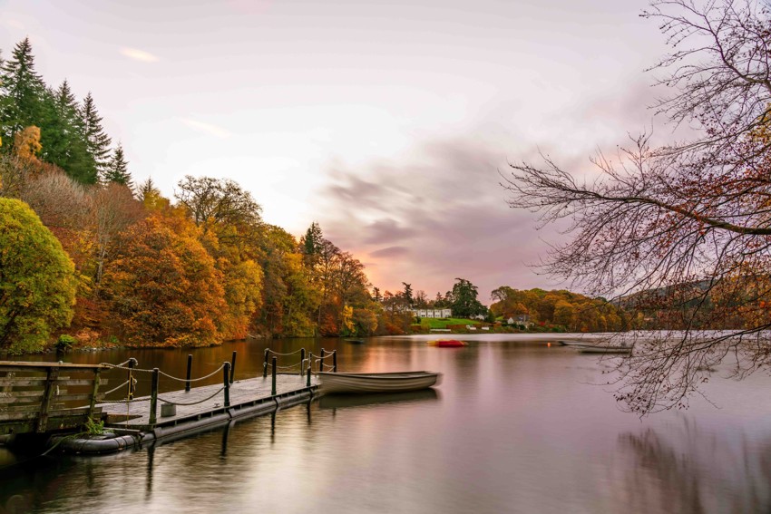 Fonab Castle | Boat and jetty on River Tummel in Pitlochry near Fonab Castle Luxury Hotel ?? Fonab Castle