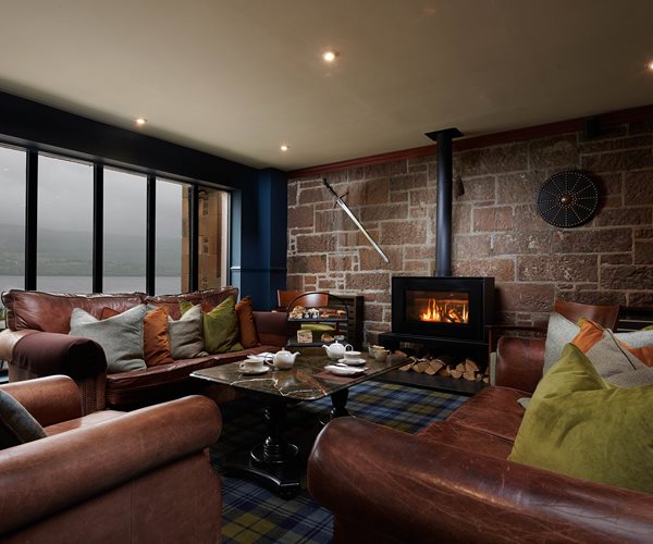 Fireplace in Loch View Bar
